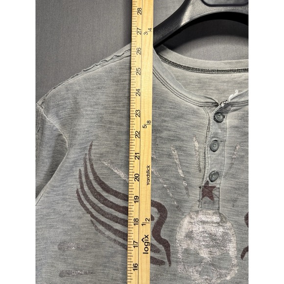 Y2K Helix Short Sleeve Henley Shirt Men's Large Skulls Graphic Skater Grunge - Picture 6 of 13